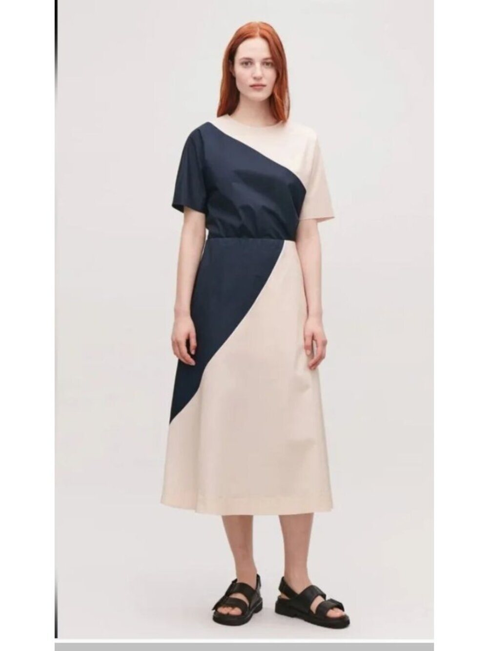 COS Slanted-Seam Contrast Skirt, Midi Skirt